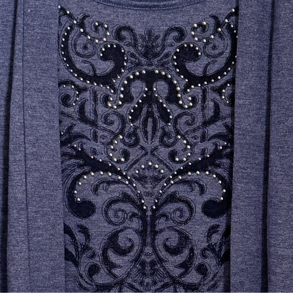 2 in 1 TOP & CARDIGAN. WHITE STAG LONG SLEEVE FLYAWAY TOP/TUNIC. EMBELLISHED NWT - Picture 10 of 15